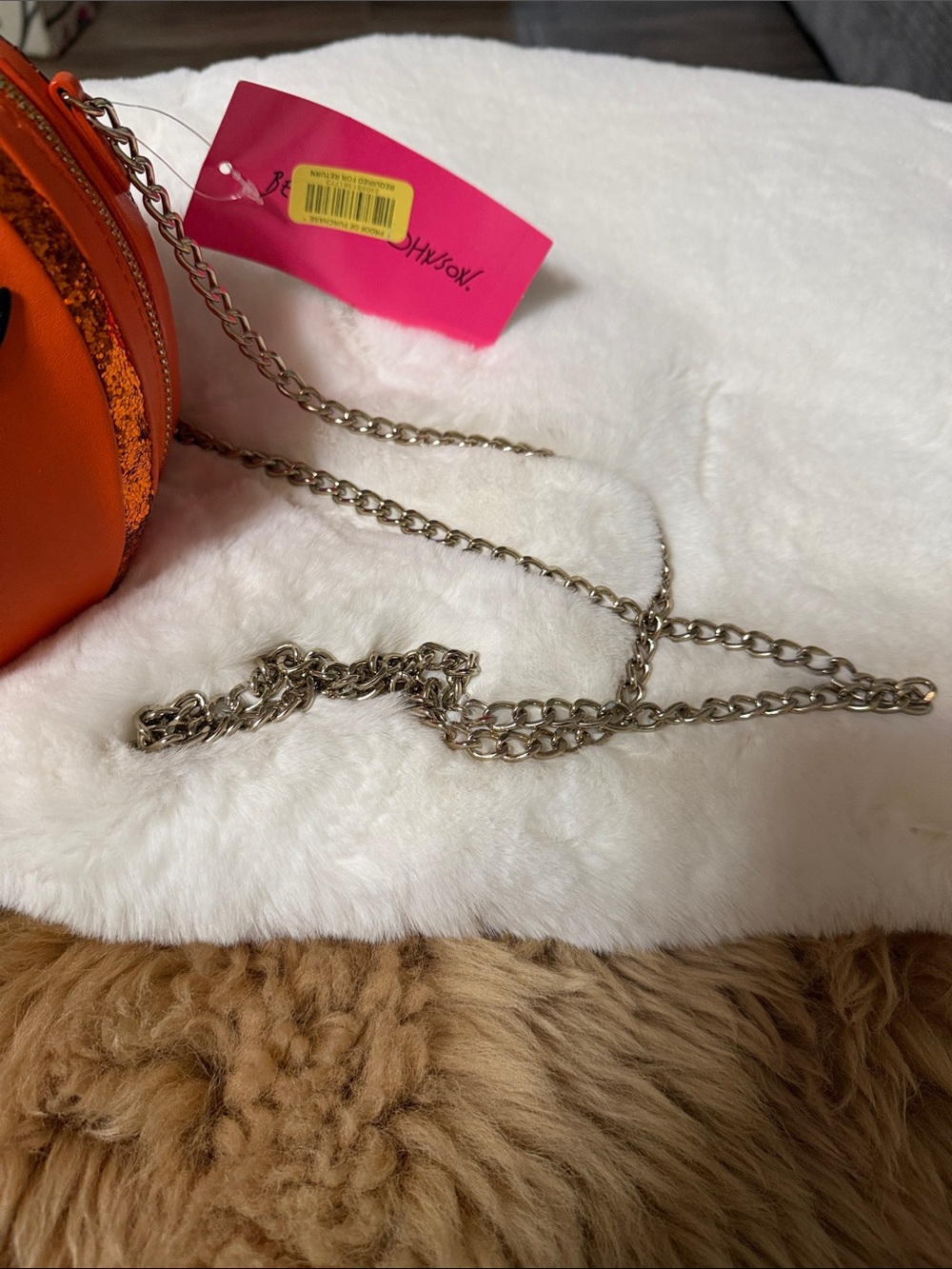 RARE Betsey Johnson 3D KITSCH Oh My Gourd PUMPKIN Crossbody Purse Bag Halloween - Picture 7 of 8
